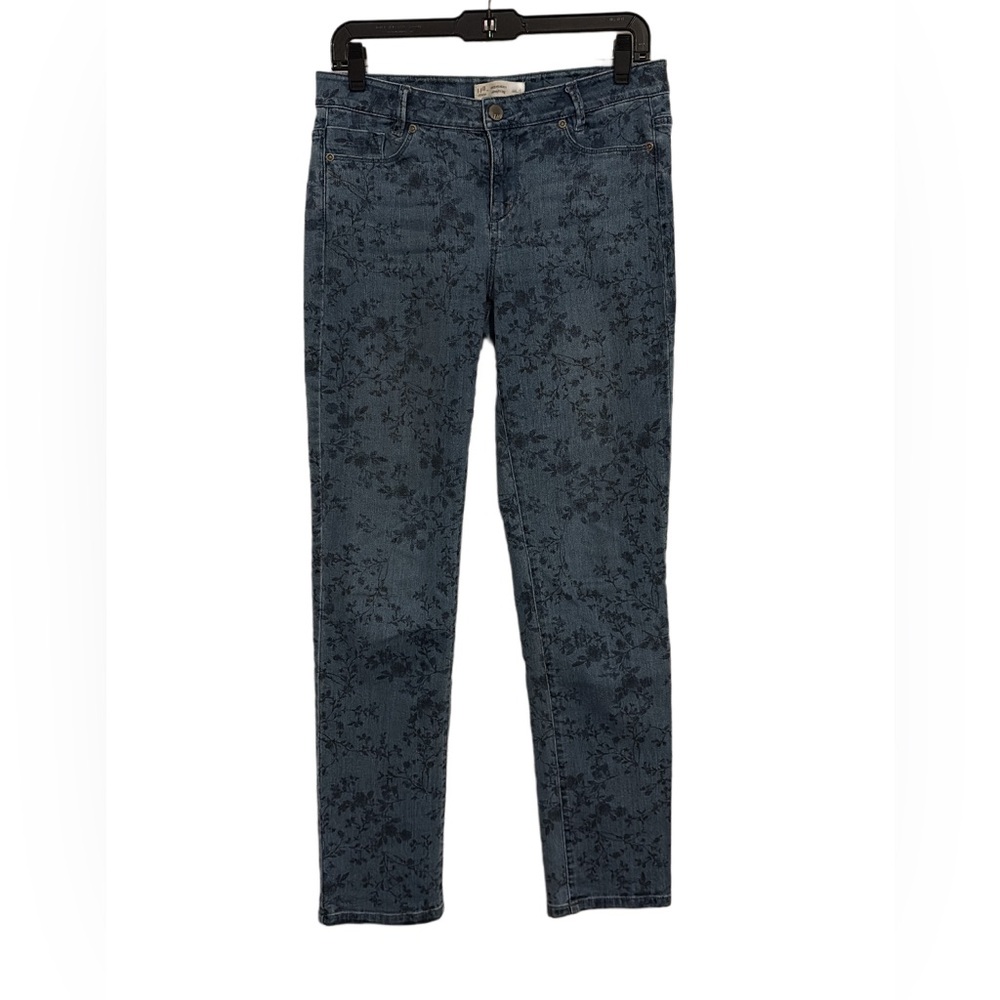 J. Jill Floral Denim Weekender Straight Leg Jeans 4 - Picture 4 of 9